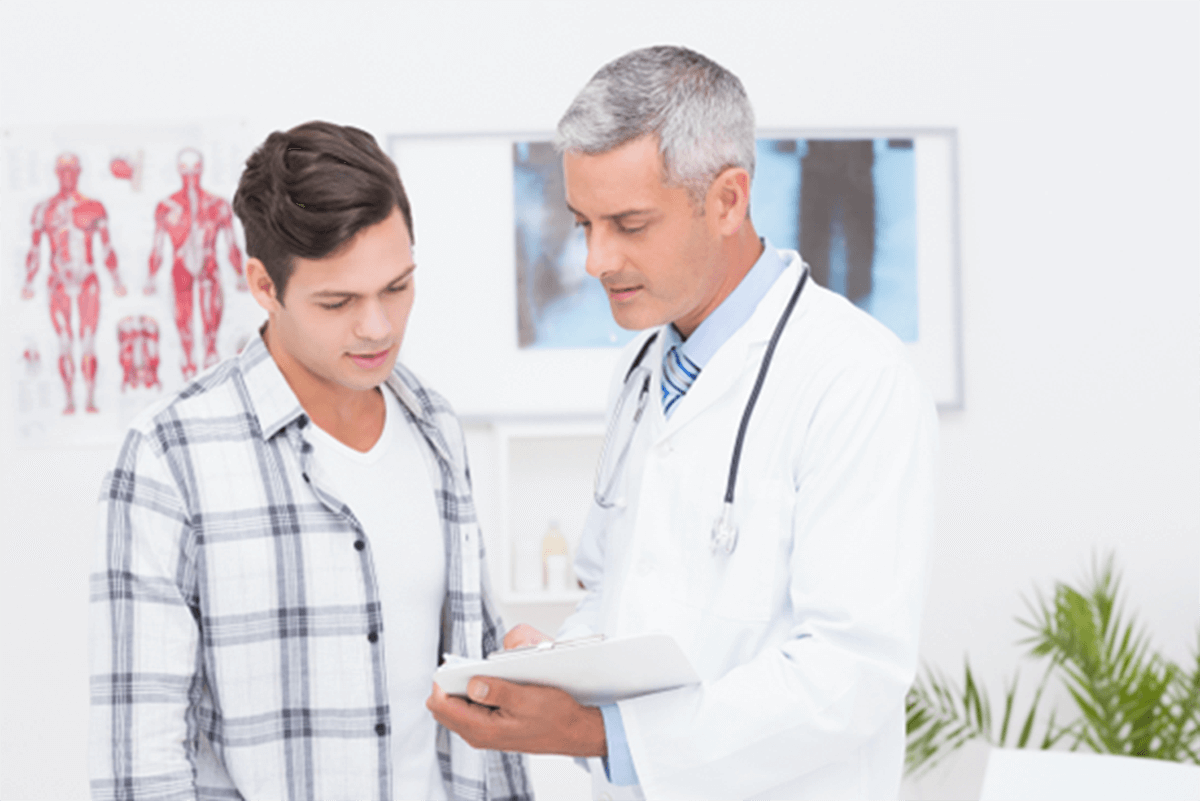 doctor explaining chart to patient