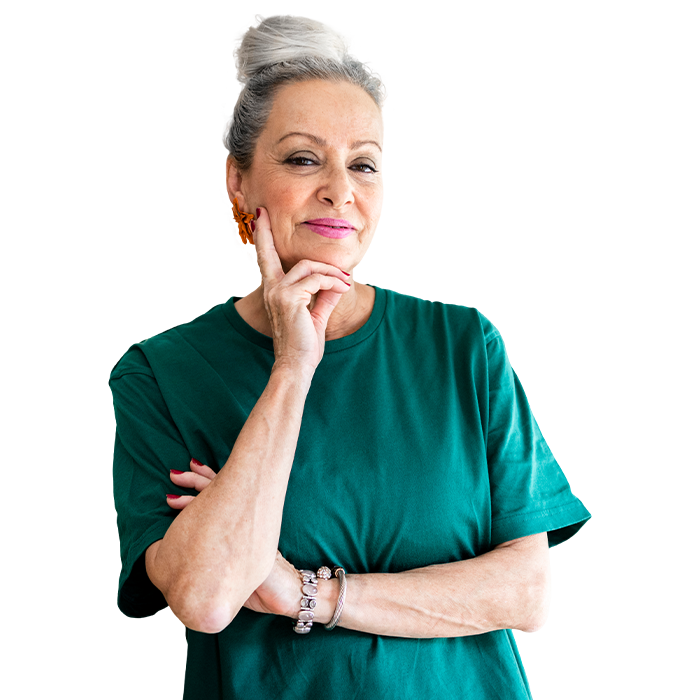 unamused elderly woman