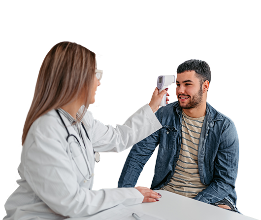 dotor taking patient's temperature 